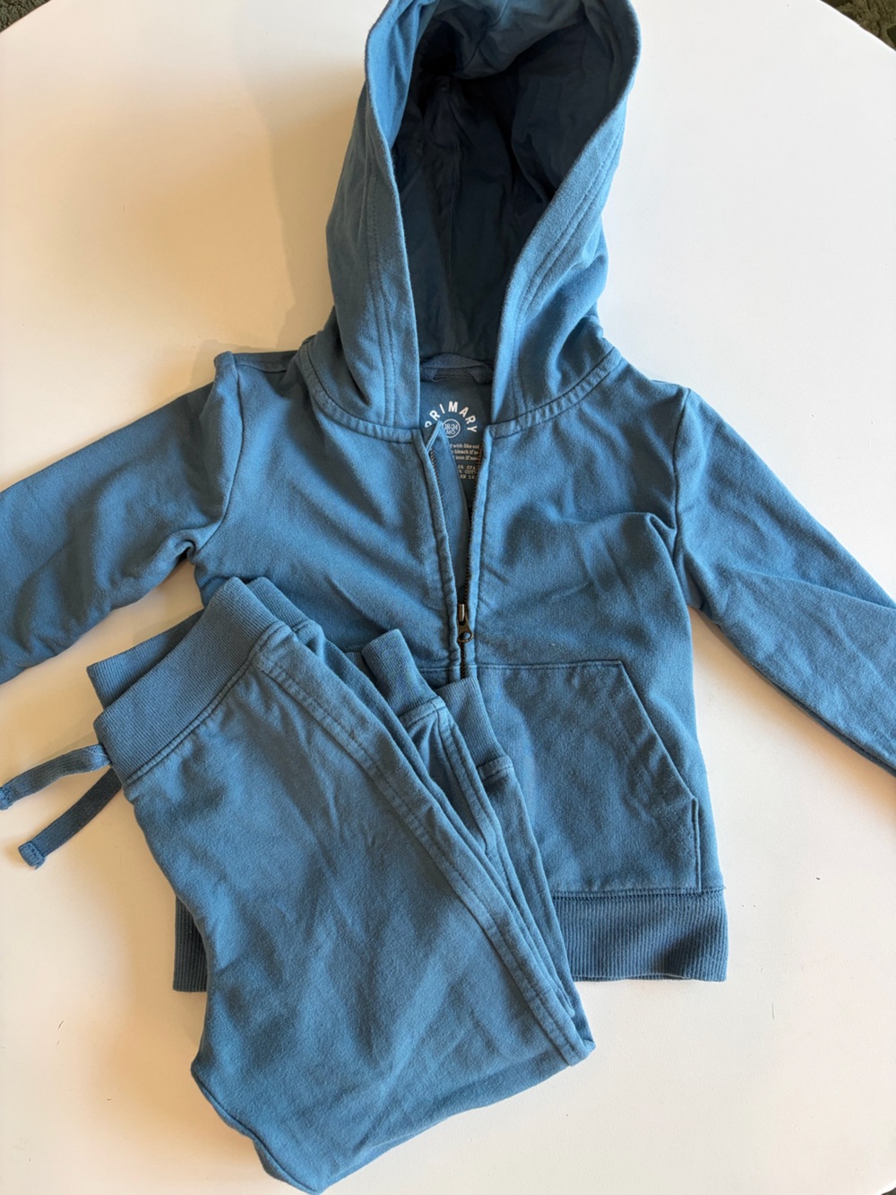 Primary Kids Blue Hooded Zip Sweatshirt and Joggers Set